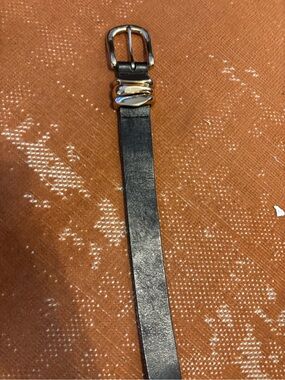 Anthropologie Black Leather Belt with Gold Metal Buckle Size M